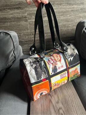 Alfred Hitchcock 🐦‍⬛Psycho Birds Rope Movie Print Bowler Bag Rare 🇺🇸USA Retro